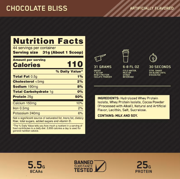 Optimum Nutrition Gold Standard Isolate Chocolate Bliss, 3 lb (1.32 kg)