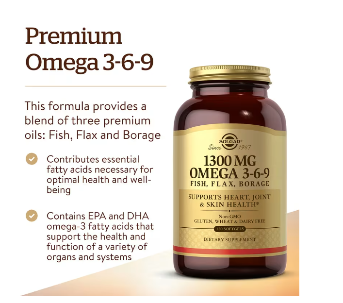 Solgar, Omega 3-6-9, 120 Softgels Best by 01/2029